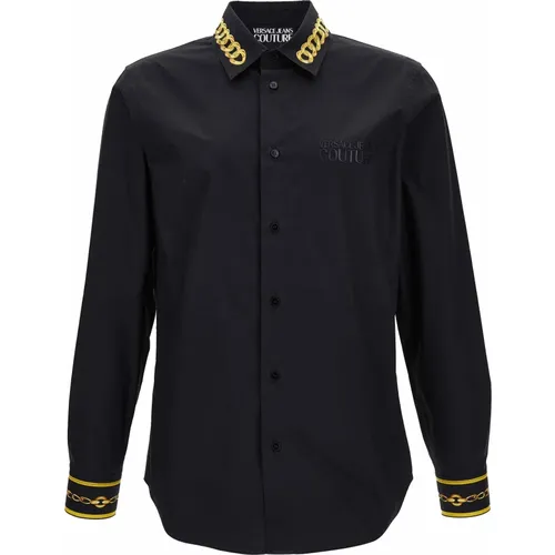 Slim Fit Chain Panel Nylon Shirt , Herren, Größe: L - Versace Jeans Couture - Modalova