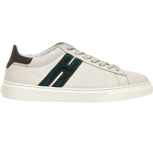 Leather Sneakers with Green Logo , male, Sizes: 5 UK, 6 1/2 UK - Hogan - Modalova