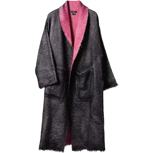 Stylish Shawl Neck Long Coat , female, Sizes: 2XL, 3XL - Avant Toi - Modalova