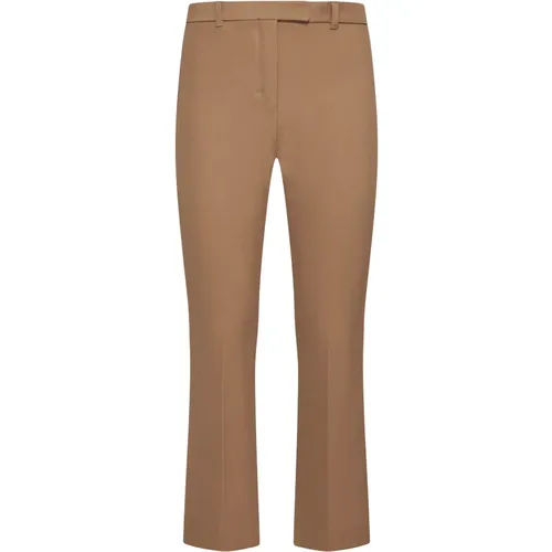 Camel Tone Stretch Cotton Blend Trousers , female, Sizes: L, S, XL - Max Mara - Modalova