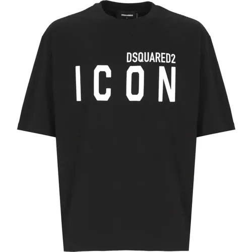 Schwarzes T-Shirt mit Logodruck - Dsquared2 - Modalova