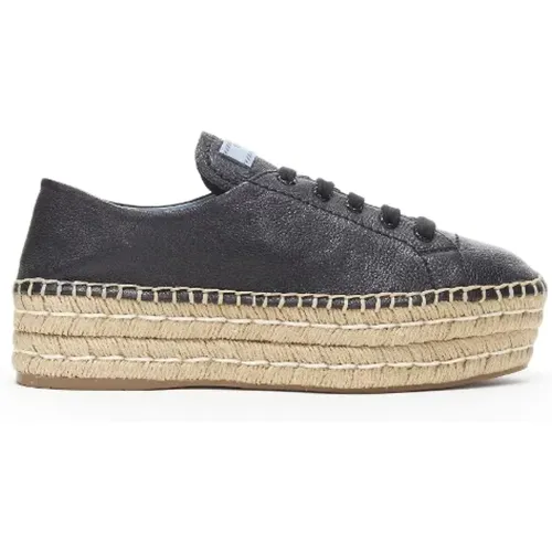 Pre-owned Leather espadrilles , female, Sizes: 7 UK - Prada Vintage - Modalova