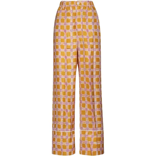 Seiden Pyjama-Hose mit Check Fields-Print - Marni - Modalova