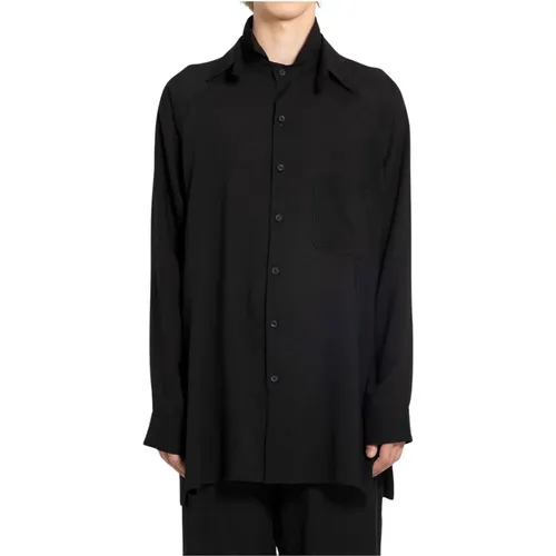 Schwarzes Drapiertes Lawn Hemd , Herren, Größe: L - Yohji Yamamoto - Modalova
