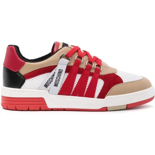 Sneakers with Calf Leather and Mesh Panels , male, Sizes: 9 UK, 11 UK, 10 UK - Moschino - Modalova