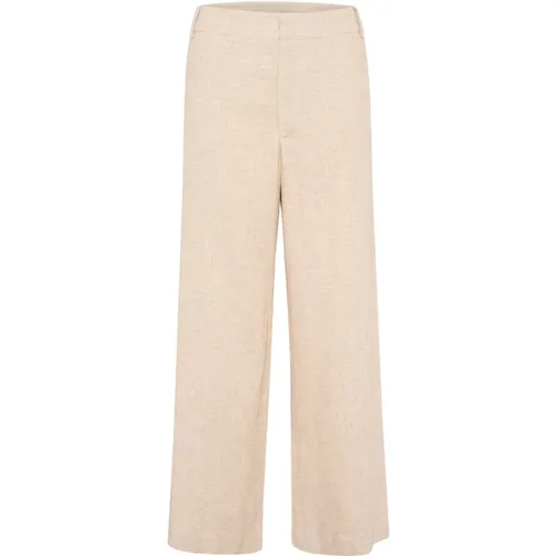 Loose Fit Oatmeal Melange Pants , female, Sizes: 3XL, S, L - My Essential Wardrobe - Modalova