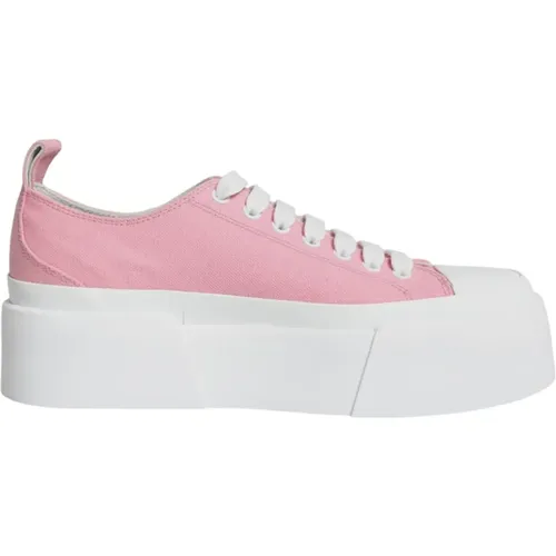 Rosa Weiße Canvas Low Top Sneakers , Damen, Größe: 39 EU - Dolce & Gabbana - Modalova