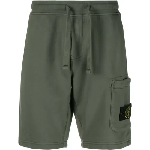 Grüne Shorts mit Taschen und elastischem Bund , Herren, Größe: S - Stone Island - Modalova