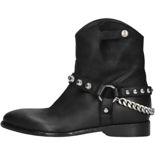 Stylische Bikerstiefel mit Western-Akzent , Damen, Größe: 36 EU - Elena Iachi - Modalova