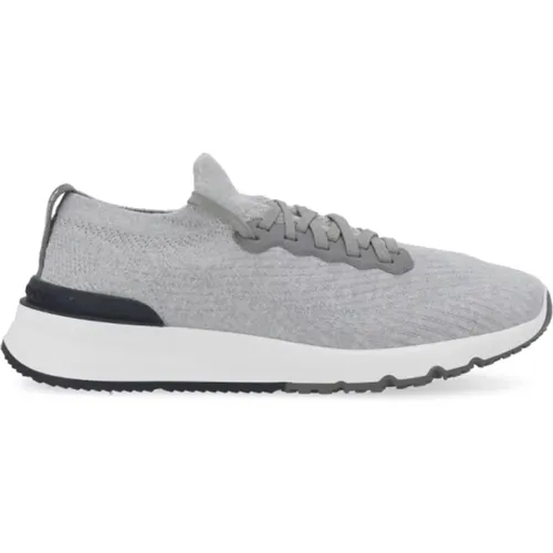 Grey Wool Knitted Sneakers for Men , male, Sizes: 6 UK, 8 UK, 11 UK, 5 UK, 12 UK, 9 UK, 10 UK, 7 UK - BRUNELLO CUCINELLI - Modalova