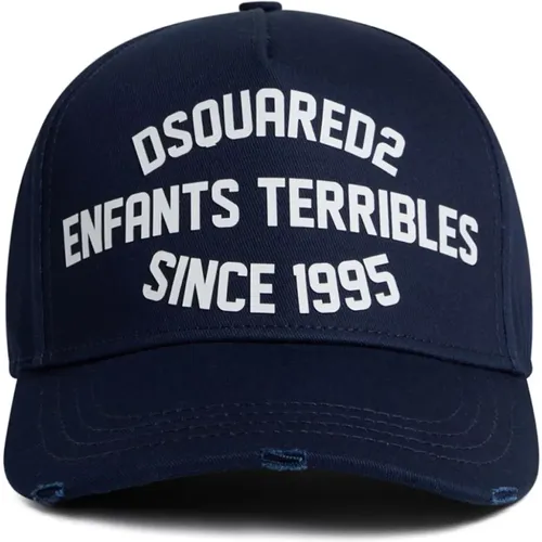 Vintage Baseball Cap Navy Blue , male, Sizes: ONE SIZE - Dsquared2 - Modalova