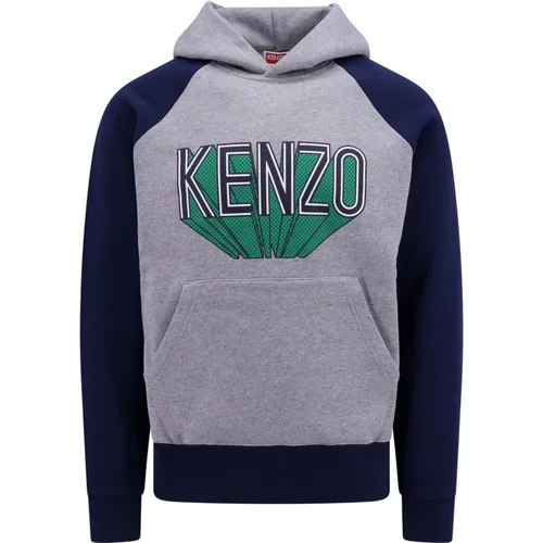 Grauer Baumwollkapuzenpullover für Herren , Herren, Größe: L - Kenzo - Modalova