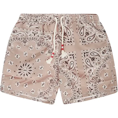 Rosa Gemusterte Badehose mit Rotem Detail - MC2 Saint Barth - Modalova