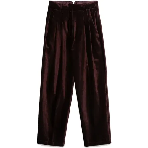 Velvet Front Pleat Trousers , female, Sizes: M, S - Forte Forte - Modalova