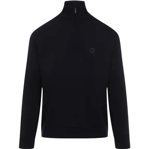 Blauer Pullover Aw24 Herrenmode - Giorgio Armani - Modalova