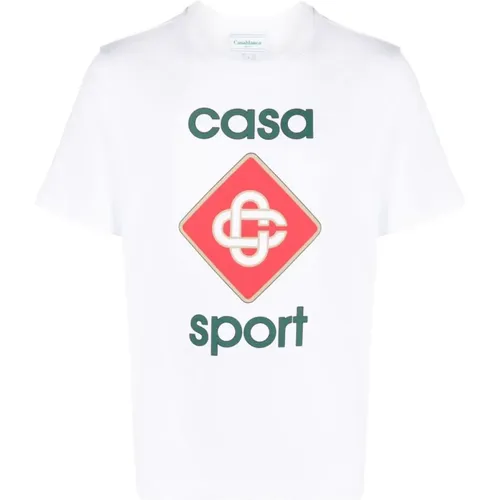 Klassische Crewneck T-Shirts und Polos in Weiß , Herren, Größe: 2XL - Casablanca - Modalova