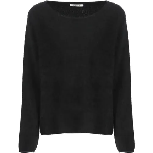 Schwarzer Cashmere Rundhalsausschnitt Pullover Frau - Kangra - Modalova