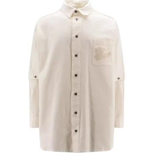 Off , Weißes Hemd aus Bio-Baumwolle mit Metallknöpfen , Herren, Größe: XS - Off White - Modalova