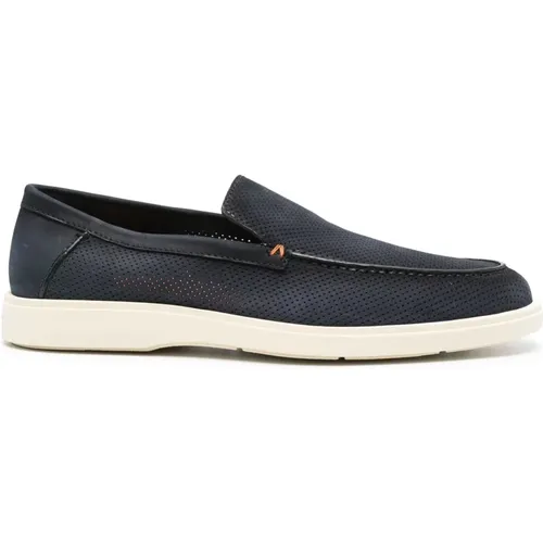 Blaue Casual Geschlossene Loafers , Herren, Größe: 41 EU - Santoni - Modalova