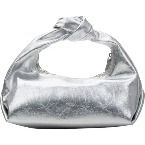 Elegante Silberne Leder Abendtasche , Damen, Größe: ONE Size - Estro - Modalova