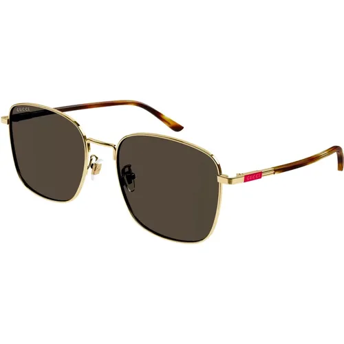 Gold/Havana Sonnenbrille , Herren, Größe: 58 MM - Gucci - Modalova