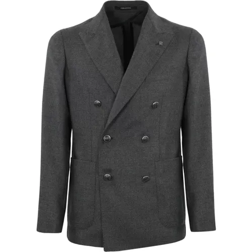 Grey Wool Jacket Double-Breasted Long Sleeve , male, Sizes: M, 2XL, L, XL - Tagliatore - Modalova