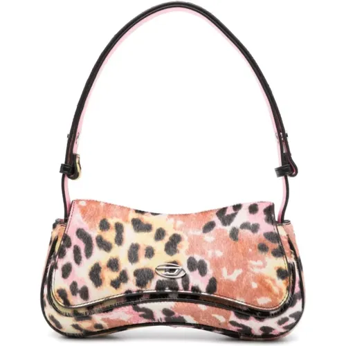 Animal Print Shoulder Bag with D Logo , female, Sizes: ONE SIZE - Diesel - Modalova