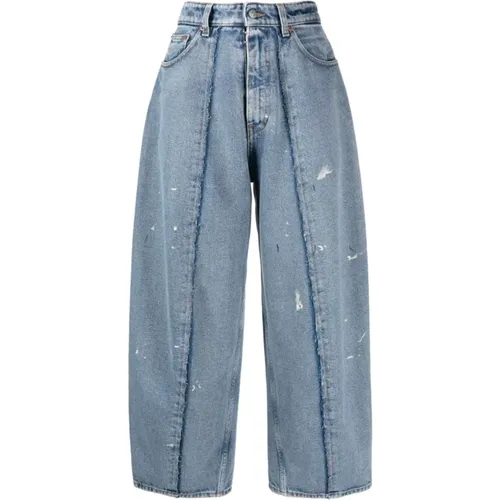 Oversize Cropped Denim Jeans , female, Sizes: W28 - MM6 Maison Margiela - Modalova