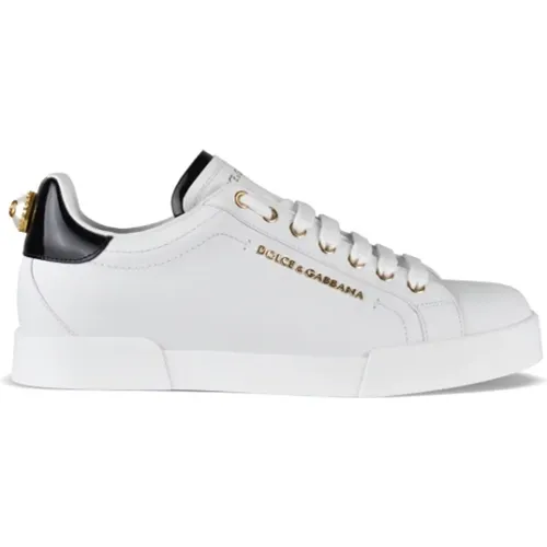 Weiße Portofino Sneakers aus Leder , Damen, Größe: 36 EU - Dolce & Gabbana - Modalova