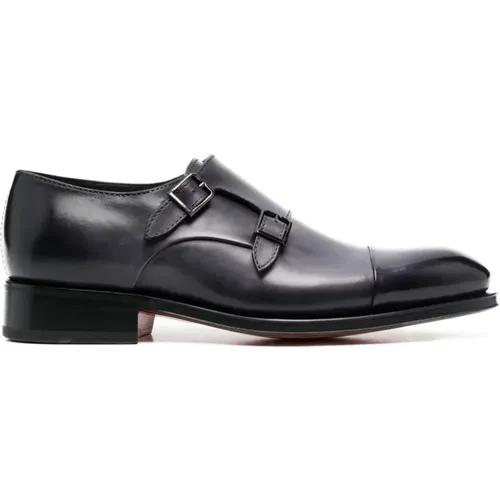 Monk Strap Leather Shoes , male, Sizes: 8 1/2 UK, 9 UK, 7 UK - Santoni - Modalova