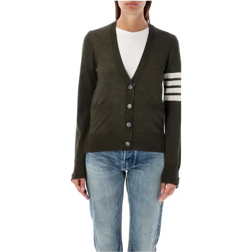 Dark V-Neck Cardigan Knitwear , female, Sizes: 2XS - Thom Browne - Modalova