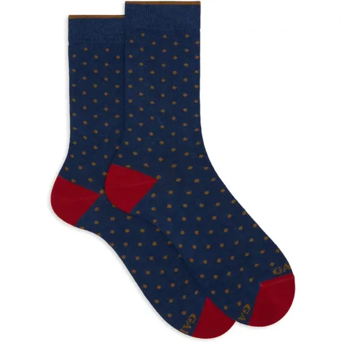 Kurze blaue Baumwollsocken für Damen mit Punkten , Damen, Größe: S - Gallo - Modalova