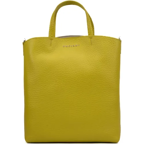 Gelbe Leder Shopper Tasche , Damen, Größe: ONE Size - Orciani - Modalova
