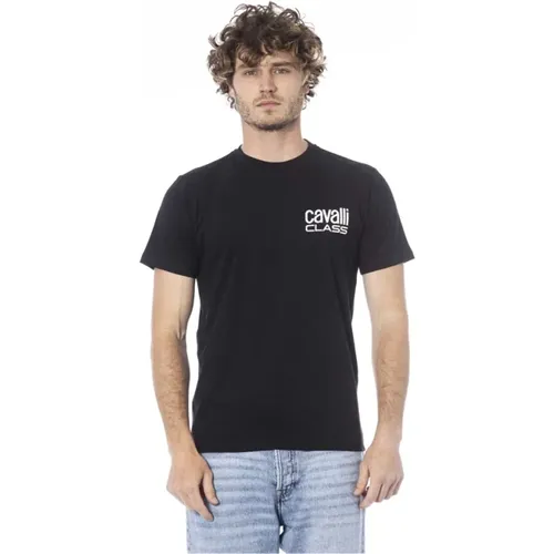 Schwarzes Logo-Print T-Shirt , Herren, Größe: 2XL - Cavalli Class - Modalova