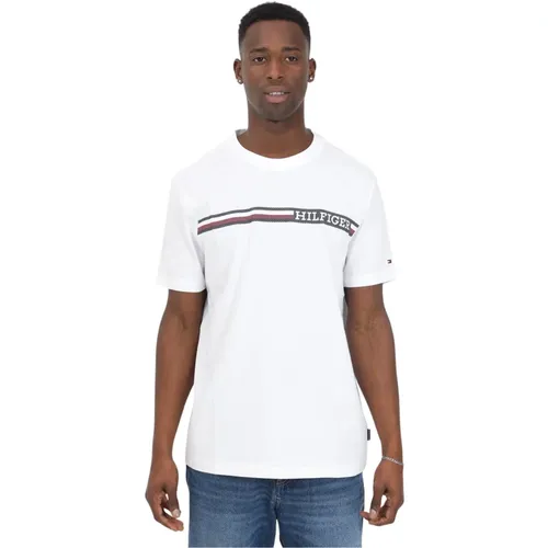 Klassisches weißes T-Shirt mit ikonischem Logo , Herren, Größe: XL - Tommy Hilfiger - Modalova