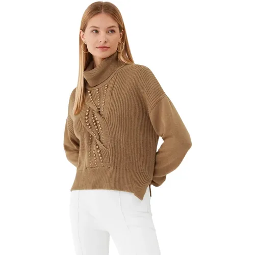 Pullover Geschlossen M/L Rollkragen Perlen , Damen, Größe: XS - Liu Jo - Modalova