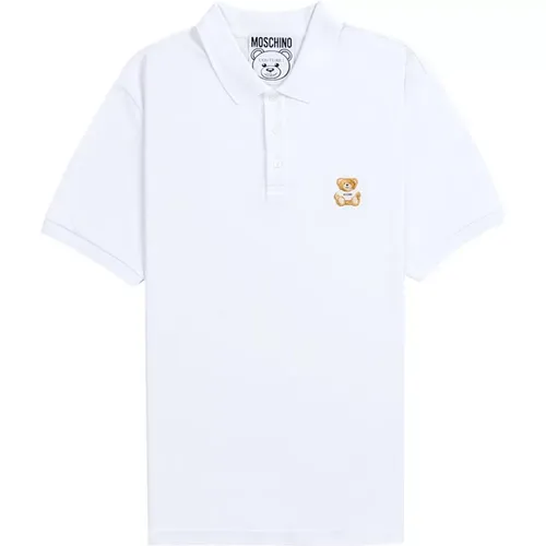 Weißes Logo Besticktes Poloshirt , Herren, Größe: XL - Moschino - Modalova