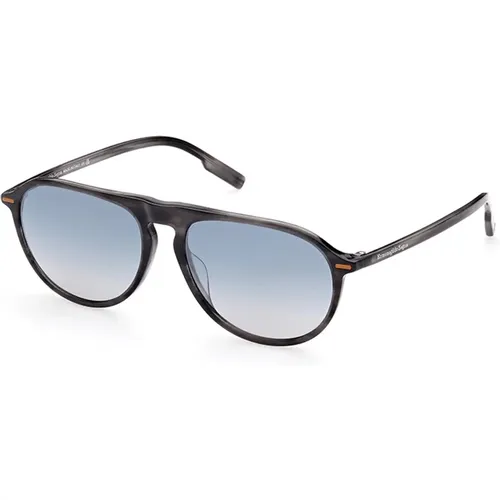Stylische Sonnenbrille mit blauen verspiegelten Gläsern - Ermenegildo Zegna - Modalova
