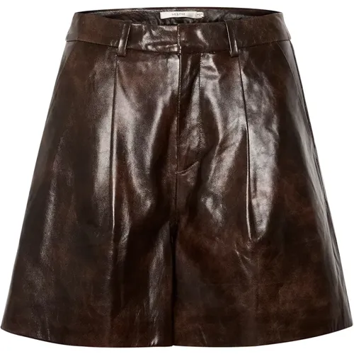 High Waist Leather Shorts , female, Sizes: L, S - Gestuz - Modalova