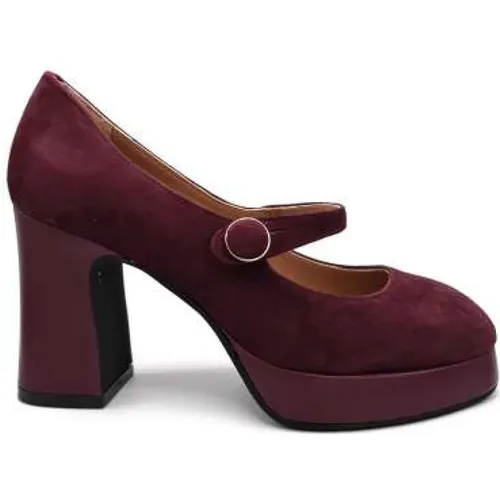 Mary Jane in Burgundy Suede with Leather Covered Heel and Platform , female, Sizes: 3 UK, 7 UK, 4 UK - Roberto Festa - Modalova