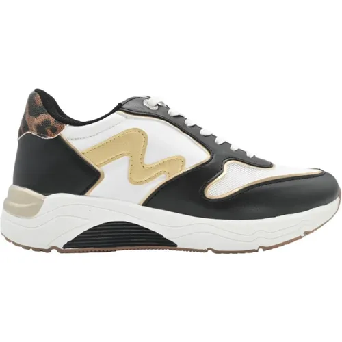 Sneakers Schwarz Weiß Leo Gold , Damen, Größe: 41 EU - Manila Grace - Modalova