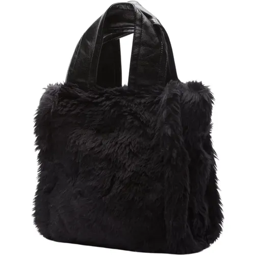 Faux Fur Tote Bag with Handles , female, Sizes: ONE SIZE - Stand Studio - Modalova