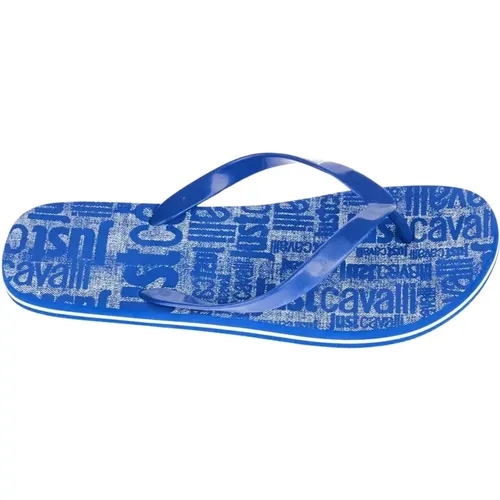 Blaue Logo Flip Flop Sandale , Herren, Größe: 43 EU - Just Cavalli - Modalova