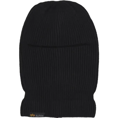 Knit Balaclava Label Embroidered Edge , male, Sizes: ONE SIZE - alpha industries - Modalova