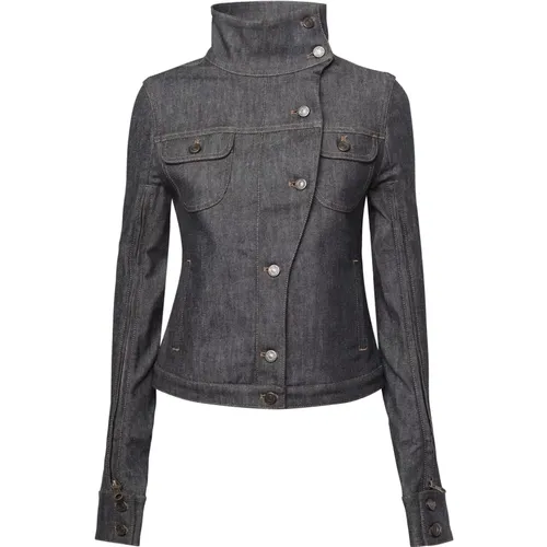 Denim Grey Slim-Fit Jacket , female, Sizes: M, S - Courrèges - Modalova