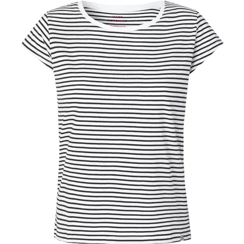 Gestreiftes Bio-Baumwoll-T-Shirt Weiß/Schwarz , Damen, Größe: XS - Mads Nørgaard - Modalova