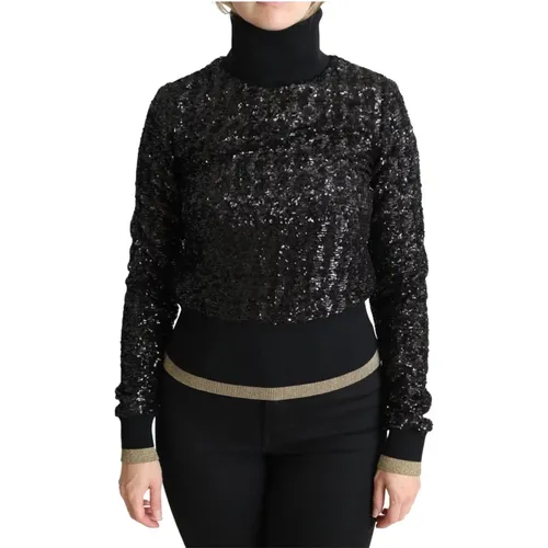 Sequined Knitted Turtleneck , female, Sizes: 2XS - Dolce & Gabbana - Modalova