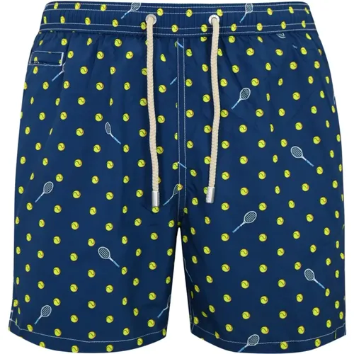 Blue Sea Clothing Tennis Print Swim Shorts , male, Sizes: L - MC2 Saint Barth - Modalova