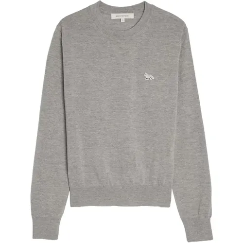 Baby Fox Wool Jumper Pullover Grau , Damen, Größe: M - Maison Kitsuné - Modalova