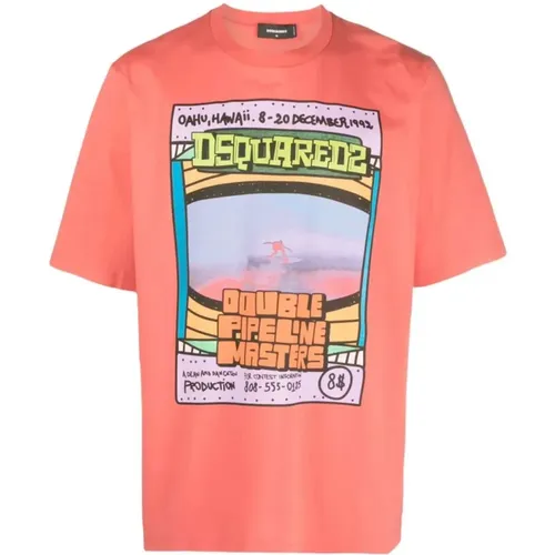 Grafikdruck Baumwoll T-Shirt , Herren, Größe: M - Dsquared2 - Modalova